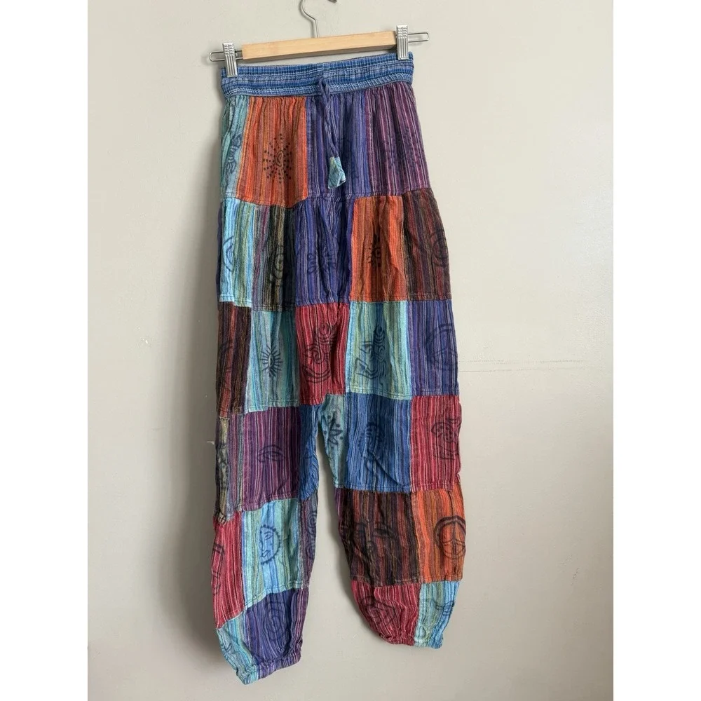 Rising International Patchwork Colorful Boho Hippie Balloon Pants XS/S